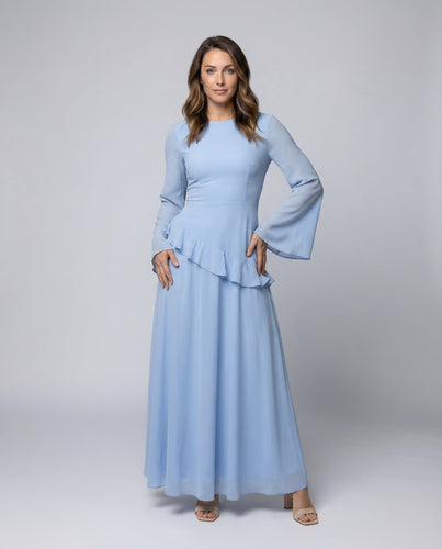 Damen Abendkleid Taillierte Volant-Passe