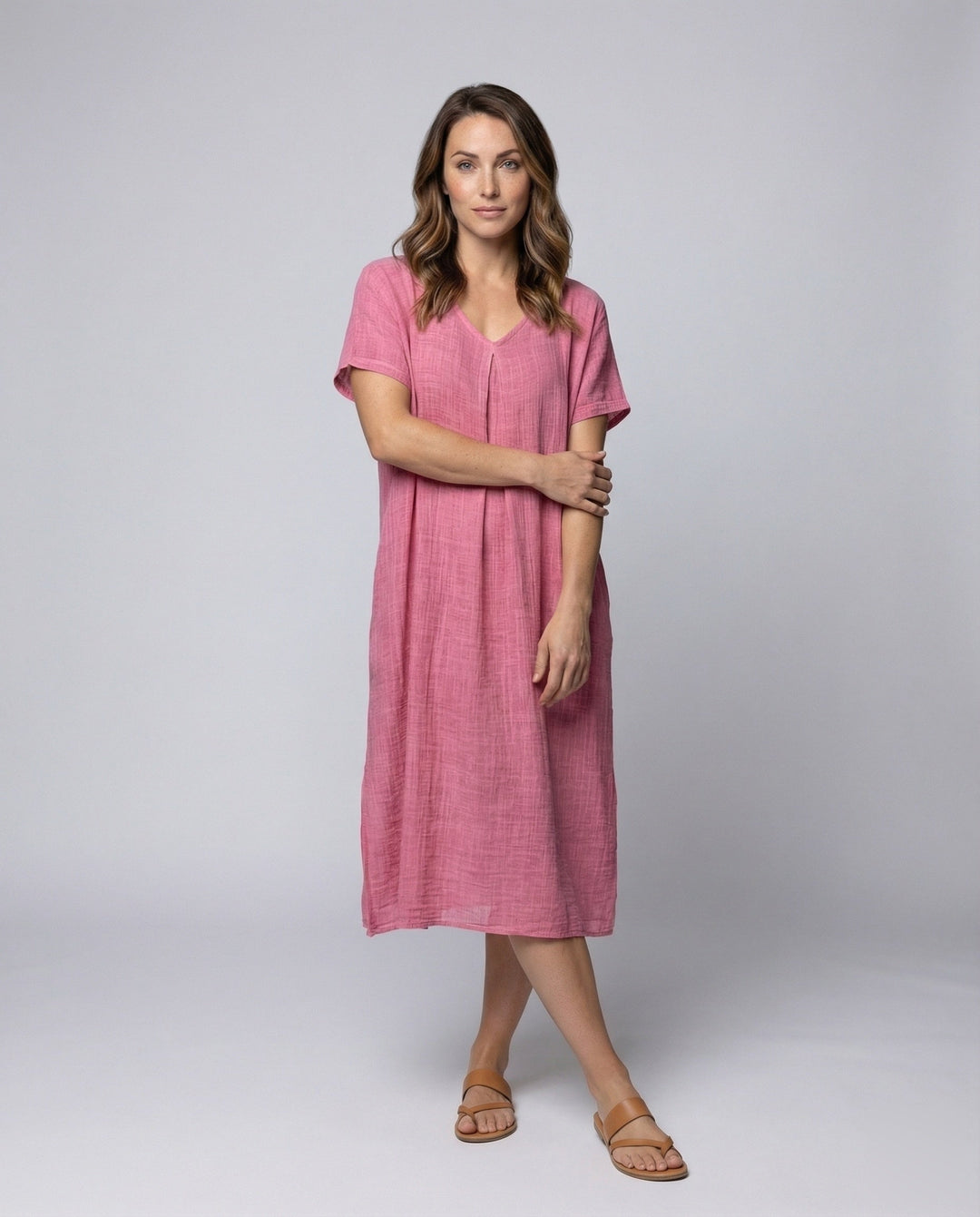 Damen Musselin-Maxikleid Lockerer Kaftan-Schnitt