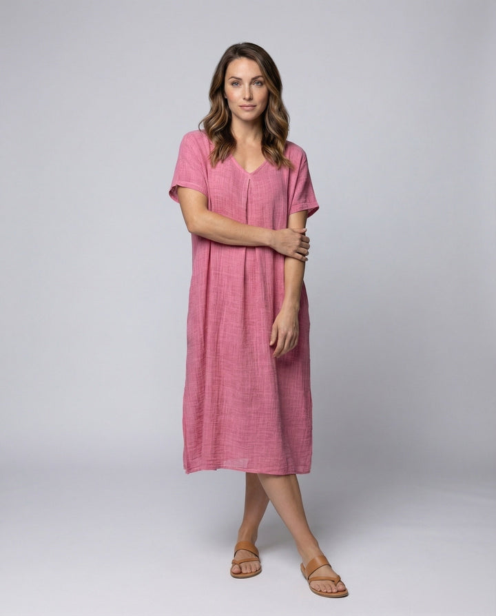 Damen Musselin-Maxikleid Lockerer Kaftan-Schnitt