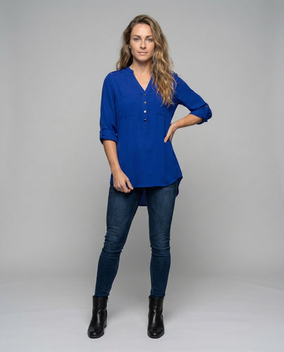 Damen lässige Tunika-Bluse mit V-Ausschnitt.