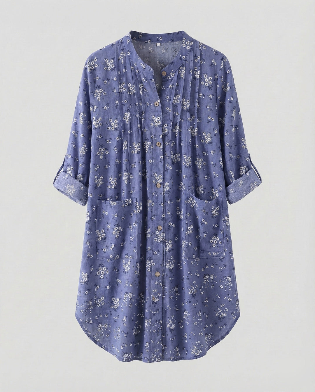 Damen leichte Leinenoptik-Tunika-Bluse.