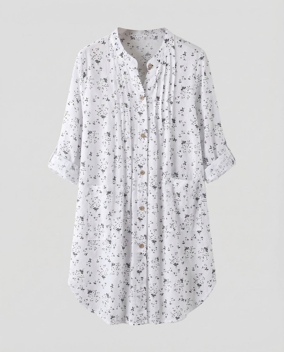 Damen leichte Leinenoptik-Tunika-Bluse.