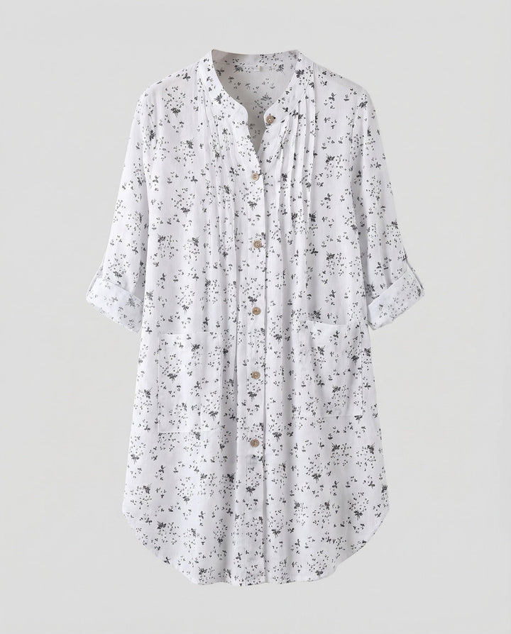 Damen leichte Leinenoptik-Tunika-Bluse.