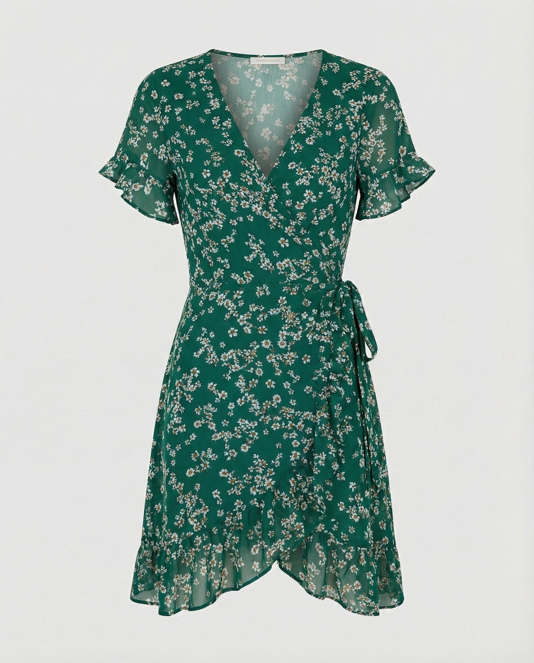 Damen Wickelkleid mit asymmetrischem Rüschensaum