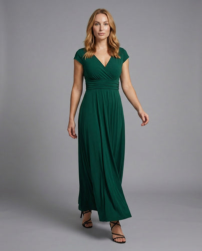 Damen fließendes Chiffon-Maxikleid mit Plissee-Faltenrock