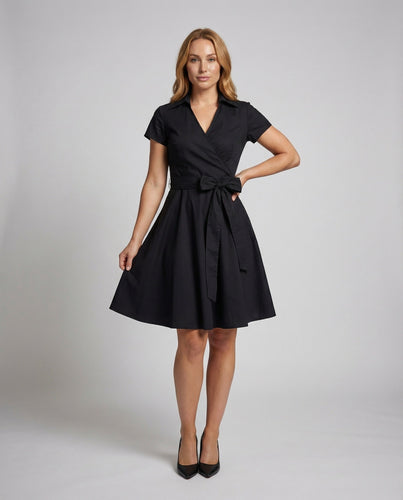 Damen Retro-Swingkleid mit Hemdkragen