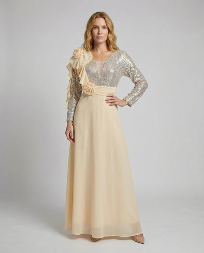 Damen festliches Abendkleid mit Pailletten-Oberteil