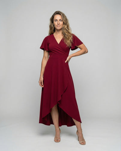 Damen V-Ausschnitt-Midikleid mit Volantfront