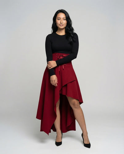Damen asymmetrischer Maxirock mit Korsett-Taille