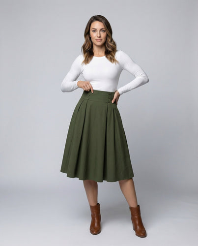 Damen Vintage-Tellerrock mit Kellerfalten
