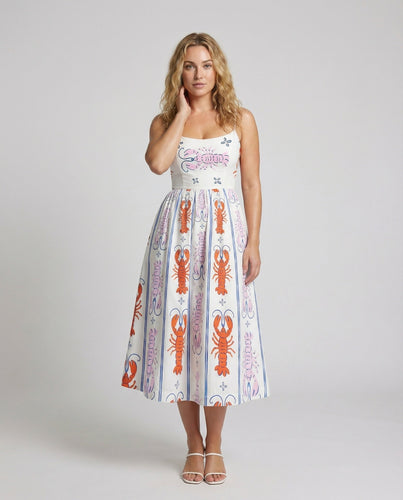 Damen sommerliches Trägerkleid im Hummer-Print