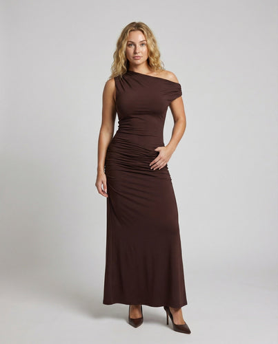 Damen Formende Taillenraffung Maxikleid