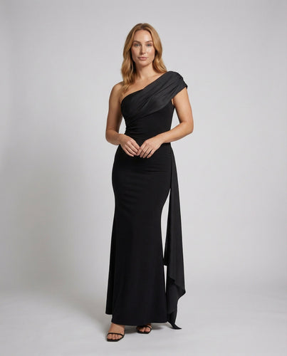 Damen Gala Schulterumschmeichelnde-Drapage Gala-Maxikleid