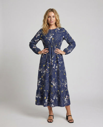 Damen Lässige Unterbrustpasse Midikleid