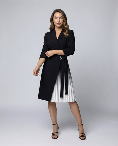 Damen Professionelle Taillierte-Schärpe Wickel-Blazerkleid