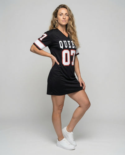 Damen Jersey-T-Shirtkleid Sportiv V-Ausschnitt
