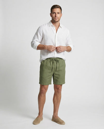 Herren Strandshorts Leinen Lässig Tunnelzug