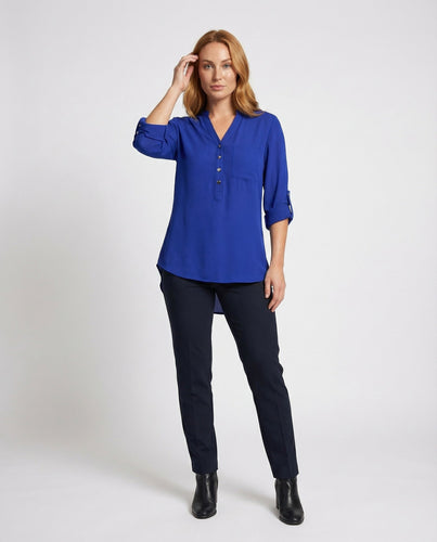 Damen Longbluse mit abgerundetem Saum