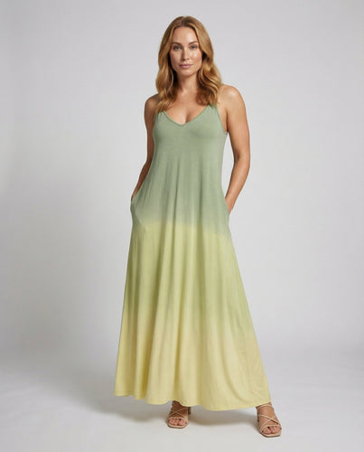 Damen A-Linien Maxikleid mit Spaghettiträgern