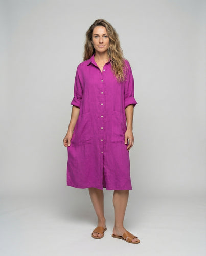 Damen Hemd-Midikleid mit Tunnelzug