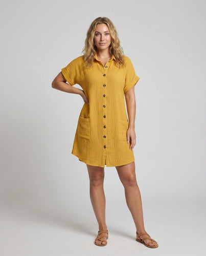 Damen Baumwoll-Musselin Hemdkleid