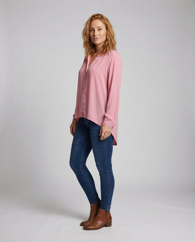 Damen Viskose V-Ausschnitt Hemdbluse