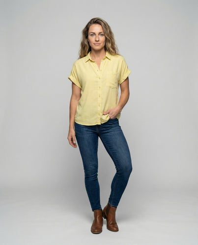 Damen krempelbare Ärmel Hemdbluse