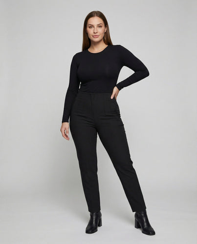 Damen nan hochgeschnittene taillierte Ankle-Hose mit formendem Komfortbund, Bügelfalte und schlanker Zigaretten-Silhouette Drune