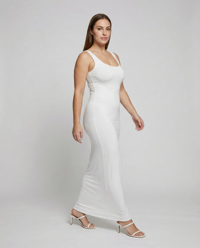 Damen nan langes Träger-Schlauchkleid aus Stretchjersey mit tiefem Rundhalsausschnitt und schmaler Silhouette Drune