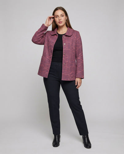 Damen Elegante Geometrische Wollmischung Jacke