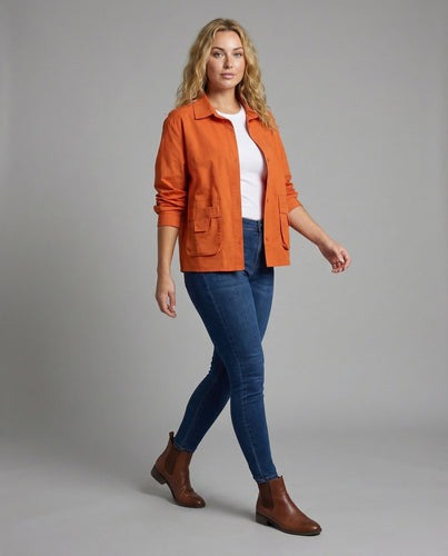 Frauen Leichtgewicht Geraffte Mischgewebe Overshirt Jacke