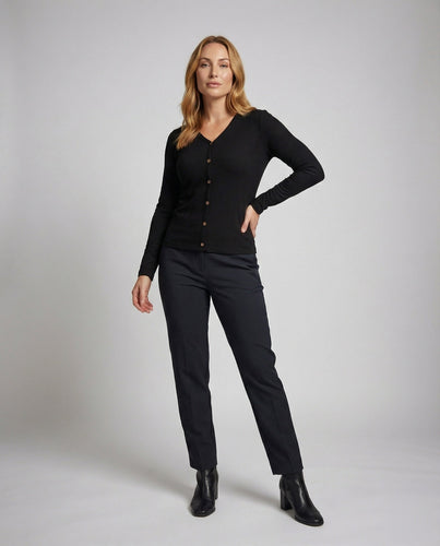 Damen Schmale V-Ausschnitt Feinstrick Cardigan