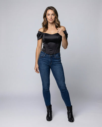 Damen Taillierte Drapierte Mischgewebe Corsagen-Top