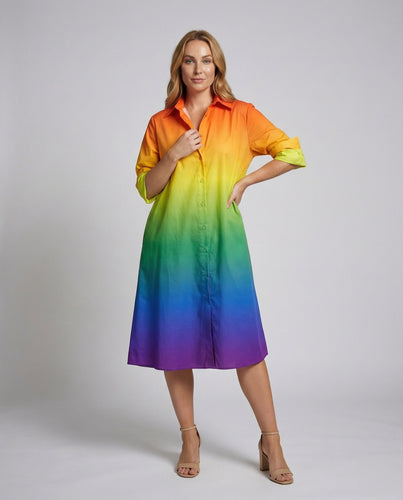 Damen Lässige A-Linie Mischgewebe Hemdblusenkleid