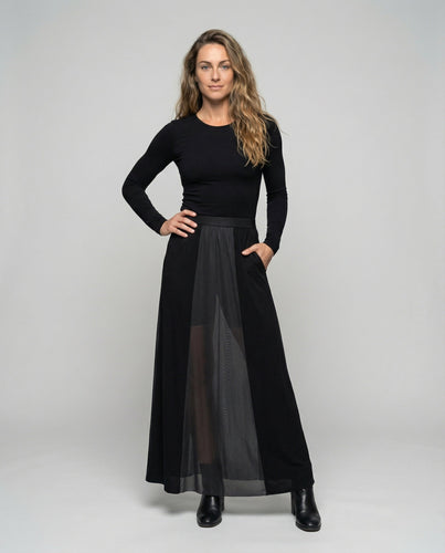 Damen Fließende Integrierter Unterrock Mesh Maxi-Meshrock