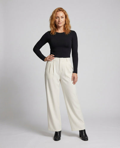 Damen Klassische Bügelfalte Mischgewebe Bundfalten-Hose