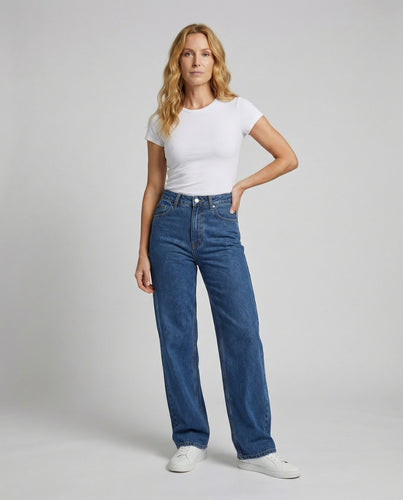 Damen Klassische Gerader Fall Denim Jeans