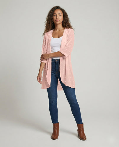 Damen Romantische Pompon-Textur Krepp Krepp-Cardigan