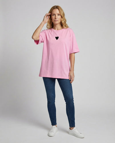 Damen Schlichte Herzmotiv Baumwolljersey T-Shirt