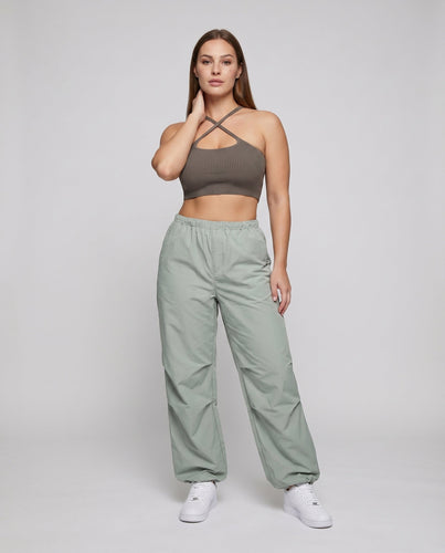 Damen Urbane Verstellbarer Saum Mischgewebe Streetwear-Trainingshose