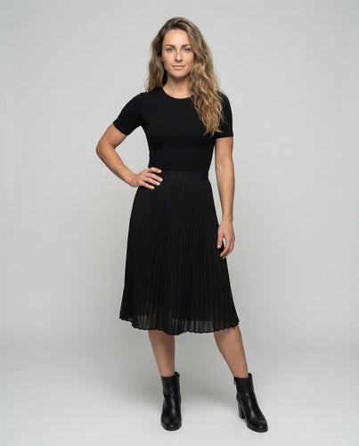Damen Elegante Elastischer Komfortbund Plissee Midirock