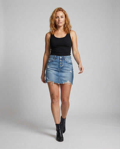 Damen Urbane Klassische Taschenaufteilung Denim Jeansminirock