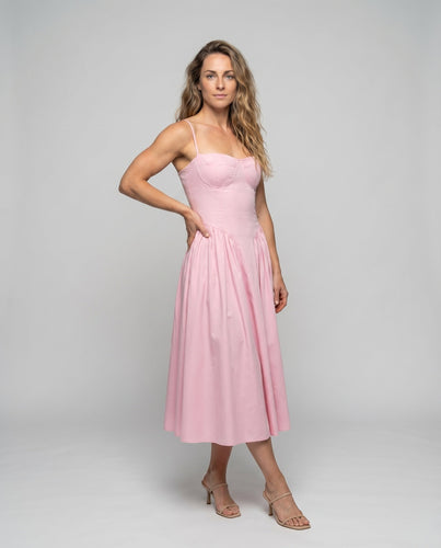 Damen Romantische Geformte Brustpartie Mischgewebe Corsagen-Midikleid