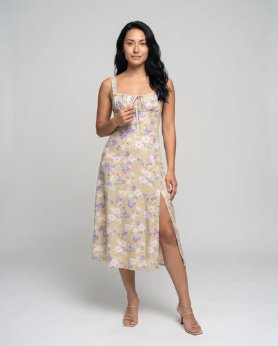 Damen Romantische Gerafftes Bustier Mischgewebe Midikleid