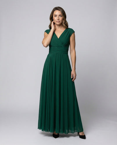 Damen Abend-Maxikleid Chiffon Plissee Gekreuztes Mieder
