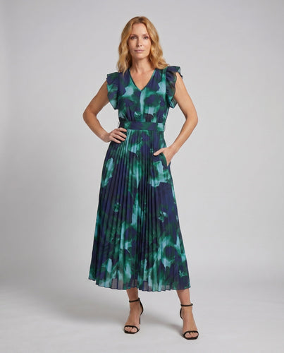 Damen Hemdblusenkleid Bindegürtel Tellerrock 3/4-Arm