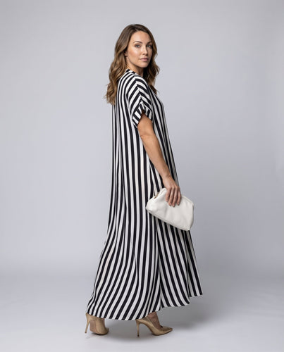 Damen Kaftankleid Maxi-Länge V-Schlitz Flatterärmel