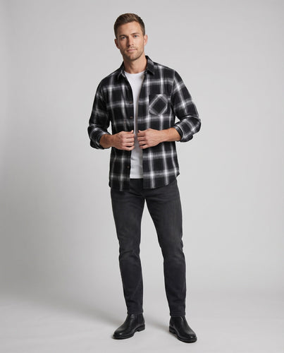 Herren Flanell-Overshirt Relaxed Fit Knopfleiste Kariert