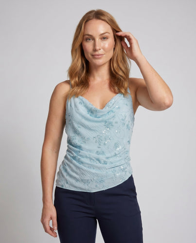 Damen Schickes Top mit funkelnden Pailletten und drapiertem Design Drune