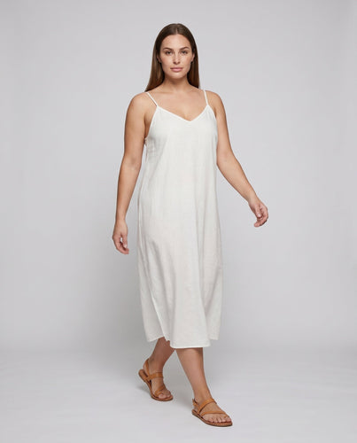 Damen luftiges Leinen-Nachtkleid mit verstellbaren Spaghettiträgern
